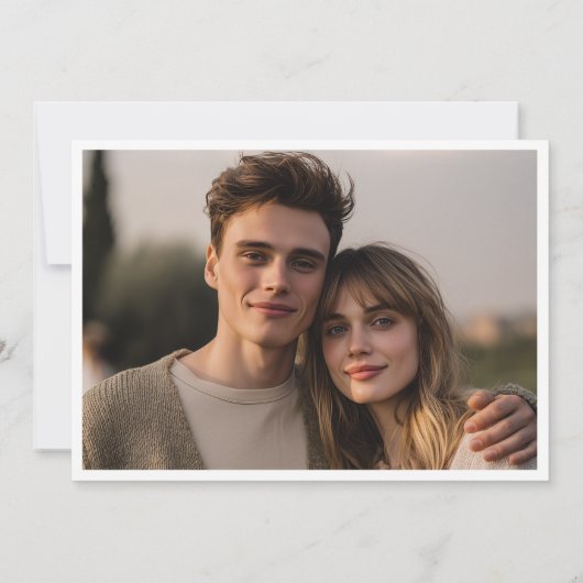 Minimale Save the Date Groene Krans Aankondiging (Achterkant)