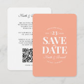 Minimale Save the Date Peach Wedding Website Kaart (Voorkant / Achterkant)