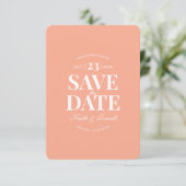Minimale Save the Date Peach Wedding Website Kaart (Staand voorkant)