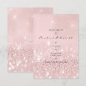 Minimale Save The Date Roze Roze Goud Glitter (Voorkant / Achterkant)