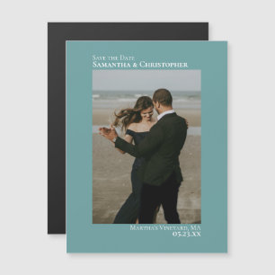 Minimale 'Save the Date' Verticale Foto Teal Magne