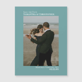 Minimale 'Save the Date' Verticale Foto Teal Magne