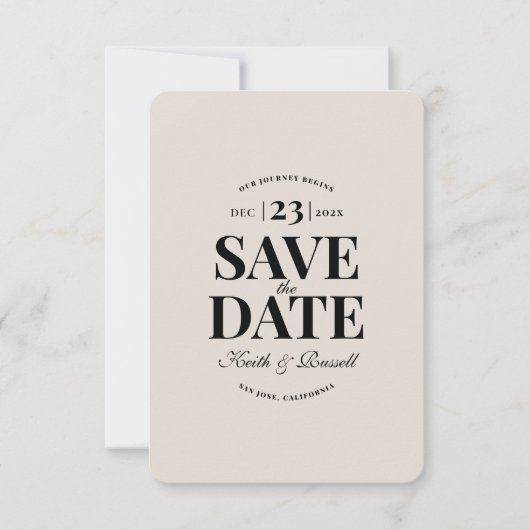 Minimale Save the Date Wedding Sand Kaart (Voorkant)