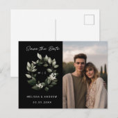 Minimale Save the DateGreen Krans Aankondigingskaart (Voorkant / Achterkant)