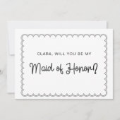Minimale scalloped border bridesmaid card kaart (Voorkant)