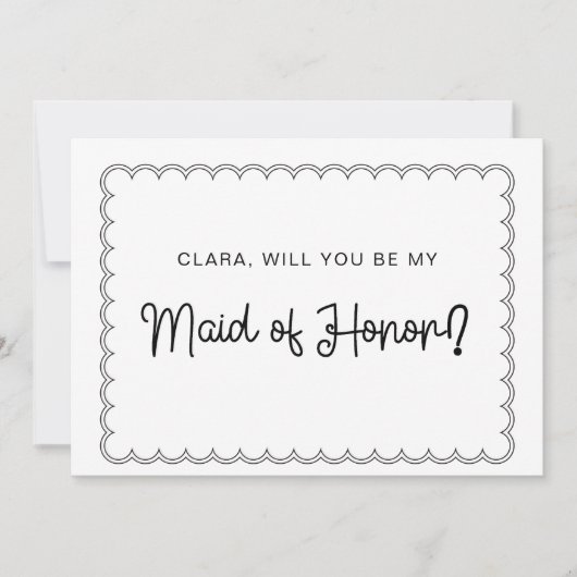 Minimale scalloped border bridesmaid card kaart (Voorkant)