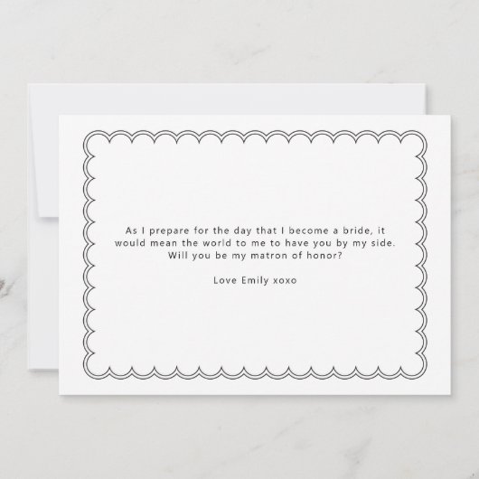 Minimale scalloped border bridesmaid card kaart (Achterkant)