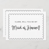 Minimale scalloped border bridesmaid card kaart (Voorkant / Achterkant)