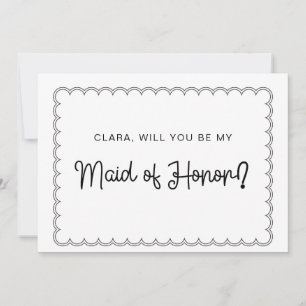 Minimale scalloped border bridesmaid card kaart