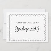 Minimale scalloped border bridesmaid card kaart (Voorkant)