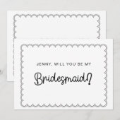 Minimale scalloped border bridesmaid card kaart (Voorkant / Achterkant)