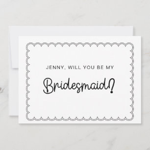 Minimale scalloped border bridesmaid card kaart