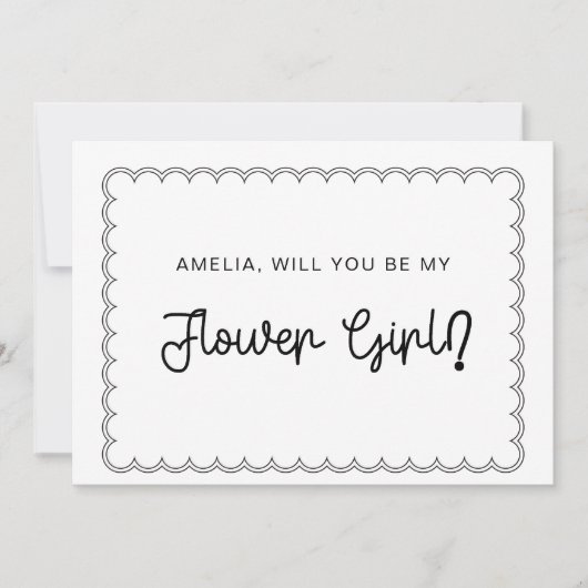 Minimale scalloped border flower girl card kaart (Voorkant)