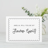 Minimale scalloped border flower girl card kaart (Staand voorkant)