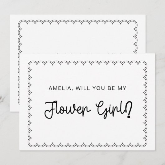 Minimale scalloped border flower girl card kaart (Voorkant / Achterkant)