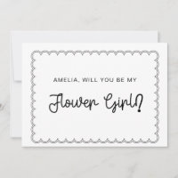 Minimale scalloped border flower girl card