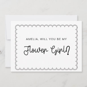 Minimale scalloped border flower girl card kaart