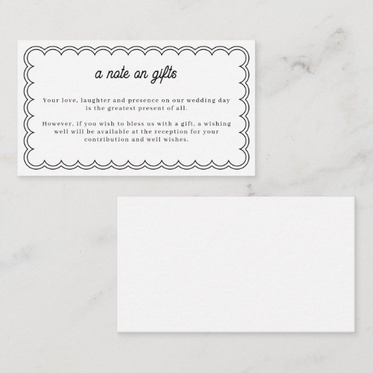 Minimale scalloped border note op cadeaukaart informatiekaartje (Voorkant / Achterkant)