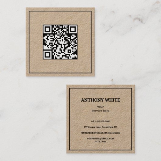 🗂️ minimale scancode QR Vierkante Visitekaartje (Voorkant / Achterkant)