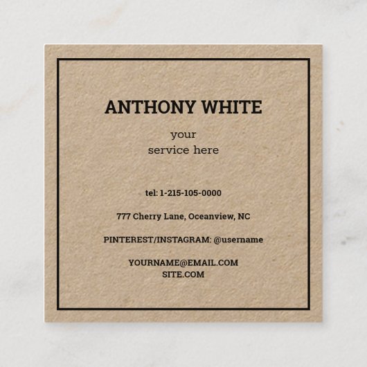 🗂️ minimale scancode QR Vierkante Visitekaartje (Achterkant)