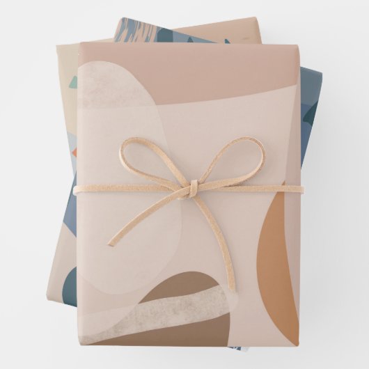 Minimale Scandi Beige Cream Rustic-abstracte vorme Inpakpapier Vel (In situ)