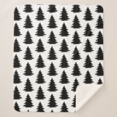 Minimale Scandinavische Folk Black met kerstboom Sherpa Deken (Voorkant)