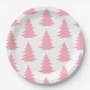 Minimale Scandinavische Folk roze kerstboom Papieren Bordje