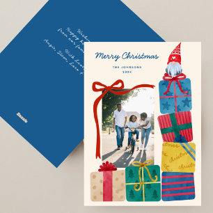 Minimale Scandinavische Kleurrijke Cadeaus&Gnome F Feestdagenkaart