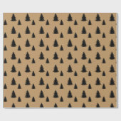 Minimale Scandinavische zwarte kerstboom Brown Cadeaupapier (Vlak)