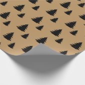 Minimale Scandinavische zwarte kerstboom Brown Cadeaupapier (Hoek)