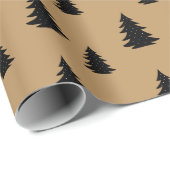 Minimale Scandinavische zwarte kerstboom Brown Cadeaupapier (Rol Hoek)