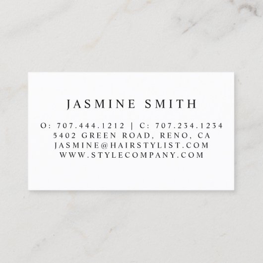 Minimale schaar en Comb Logo Haarstylist Visitekaartje (Achterkant)