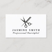 Minimale schaar en Comb Logo Haarstylist Visitekaartje (Voorkant)
