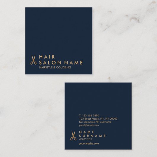 Minimale schaar Hair Stylist Square Visitekaartje (Voorkant / Achterkant)