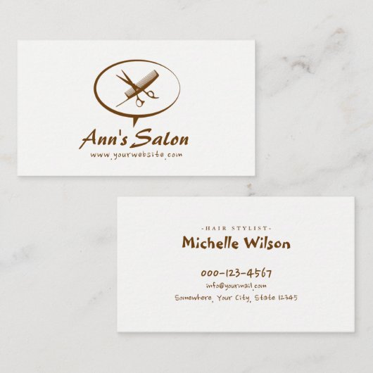 Minimale schaarser Comb Hair Beauty Salon Visitekaartje (Voorkant / Achterkant)