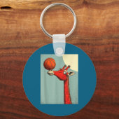 Minimale Schattige Giraffe Dier Grappige Basketbal Sleutelhanger (Voorkant)