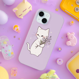 Minimale schattige kat iPhone 15 case