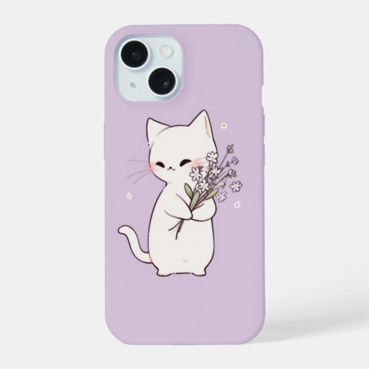 Minimale schattige kat iPhone 15 case (Achterkant)