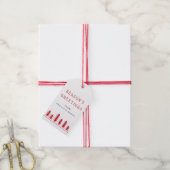 Minimale schattige kerstbomen rood wit cadeaulabel (Met Touw)