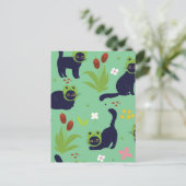 Minimale schattige zwarte kat feestdagenkaart (Staand voorkant)