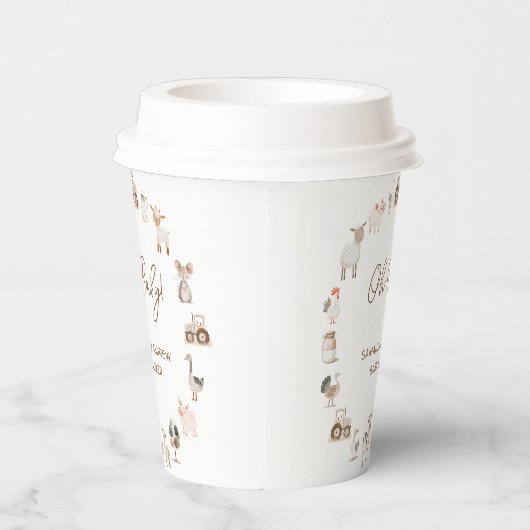 Minimale Schattigee boerderijdieren Barnyard Baby  Papieren Bekers (Rechts)