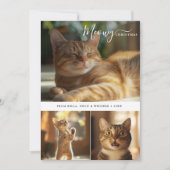 Minimale Schattigee Cat Meowy Christmas 3 Fotocoll Feestdagenkaart (Voorkant)