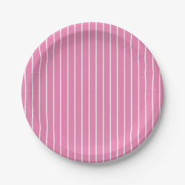 Minimale Schattigee Chic Roze en Witte Strepen Papieren Bordje