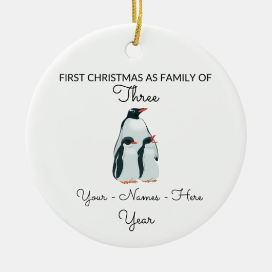 Minimale Schattigee eerste kerst als familie van d Keramisch Ornament (Voorkant)
