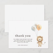 Minimale Schattigee Little Lion 3 ballonnen verjaa Bedankkaart (Voorkant / Achterkant)