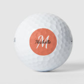 Minimale Schattigee Oranje Monogramnaam + Initiaal Golfballen (Voorkant)