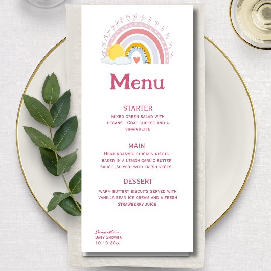 Minimale Schattigee Rainbow Sun Pink Baby Menu