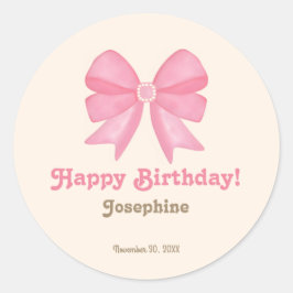 Minimale Schattigee Roze Boog Gelukkige Verjaardag Ronde Sticker