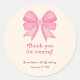 Minimale Schattigee Roze Boog Verjaardag Bedankt Ronde Sticker