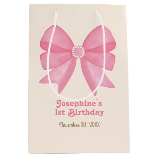 Minimale Schattigee Roze Boog Verjaardag Medium Cadeauzakje (Voorkant)